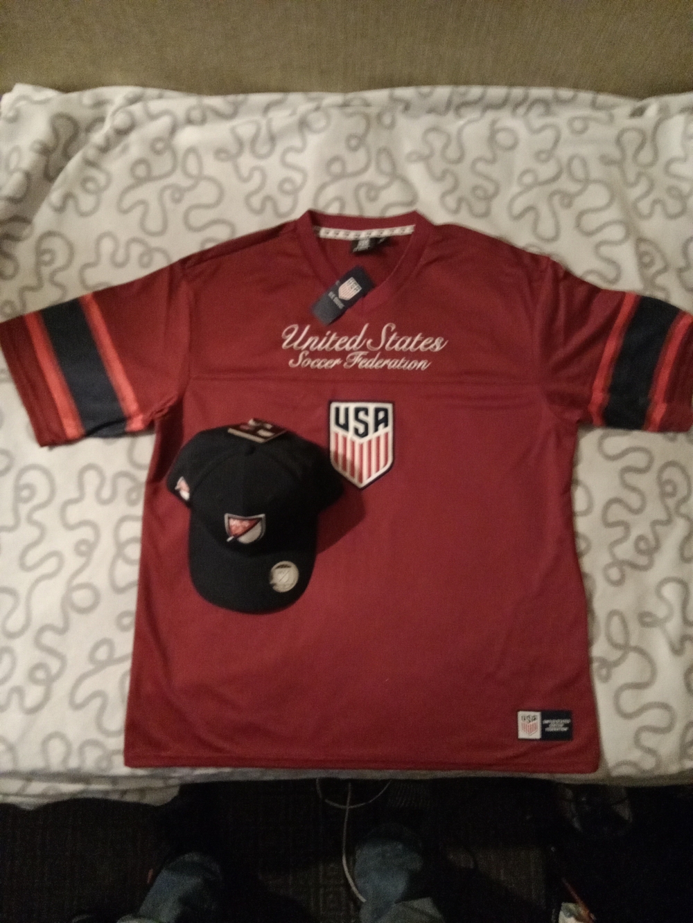 United States Soccer Federation USA Maroon Jersey with Navy Cap